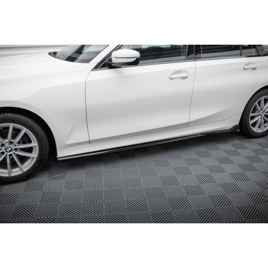 Maxton Design difuzory pod boční prahy pro BMW řada 3 G20 Facelift, G21 Facelift, černý lesklý plast ABS