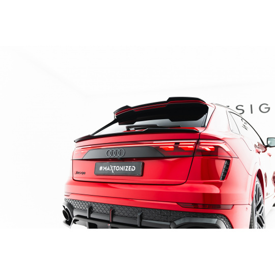 Maxton Design spodní prodloužení spoileru pro Audi RSQ8 Mk1, černý lesklý plast ABS