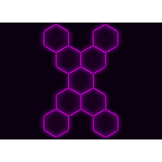 Kompletní LED hexagonové svítidlo růžové, rozměr: 9 elementů 246 x 386 cm tvar X