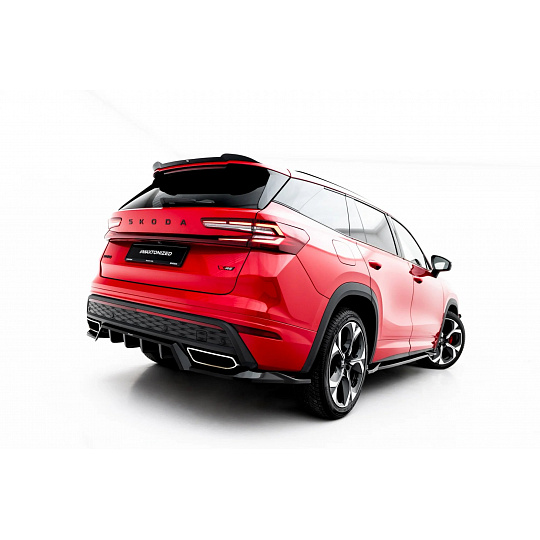 Maxton Design spoiler pod zadní nárazník s žebrováním pro Škoda Kodiaq Mk2 RS, černý lesklý plast ABS
