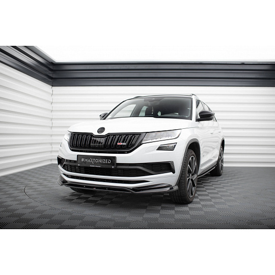 Maxton Design spoiler pod přední nárazník pro Škoda Kodiaq Mk1 RS, černý lesklý plast ABS Maxton Design spoiler pod přední nárazník pro Škoda Kodiaq Mk1 RS, černý lesklý plast ABS