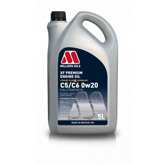 Plně syntetický olej Millers Oils XF Premium C5 / C6 0w20, 5L