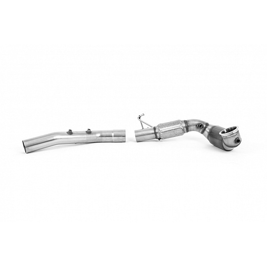 Milltek Sport downpipe a Hi-Flow sportovní katalyzátor 94mm / 3.7" ID Turbo Outlet do 80mm / 3.15" Downpipe s 200CPSI HJS Cat, vč. OPF/GPF Bypass pro Volkswagen Golf Mk8 GTi Clubsport (300ps s OPF/GPF) 2021-2024, pouze pro Milltek OPF/GPF Back systém