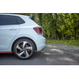 Maxton Design boční difuzory pod zadní nárazník pro Volkswagen Polo GTI Mk6, červený lesklý plast ABS