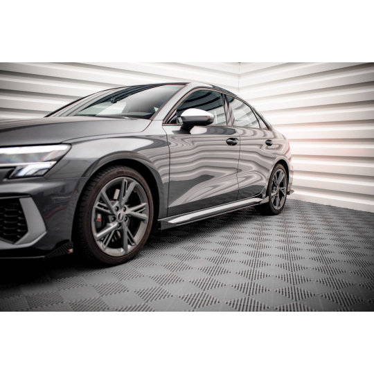 Maxton Design "Street Pro" difuzory pod boční prahy s křidélky pro Audi S3 8Y, plast ABS bez povrchové úpravy