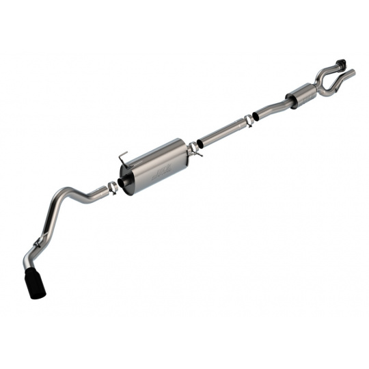 Borla Cat-Back výfukový systém "S-Type" pro Ford F-250 Super Duty 7,3l V8 s aut. přev., 2WD/4WD, RC/SB (8') 142", 2/4-dvéř., RC/SB (8") 142", CC/SHB (6'8") 160", r.v. 2020-2022,  hodnota, typ koncovek: černé