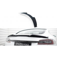 Maxton Design prodloužení spoileru 3d pro Tesla Model S Plaid Mk1 Facelift, černý lesklý plast ABS