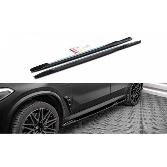 Maxton Design difuzory pod boční prahy pro BMW X5 M G05, černý lesklý plast ABS
