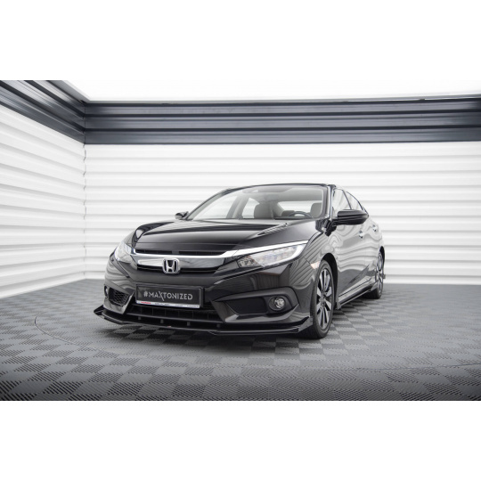 Maxton Design "Street Pro" spoiler pod přední nárazník s křidélky pro Honda Civic Mk10, plast ABS bez povrchové úpravy, s červenou linkou