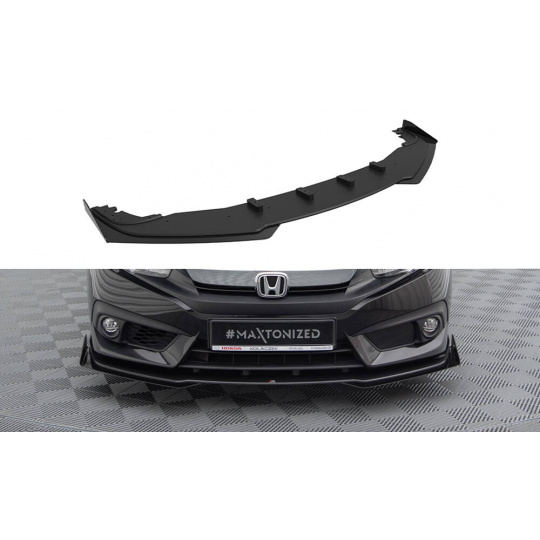 Maxton Design "Street Pro" spoiler pod přední nárazník s křidélky pro Honda Civic Mk10, plast ABS bez povrchové úpravy, s červenou linkou