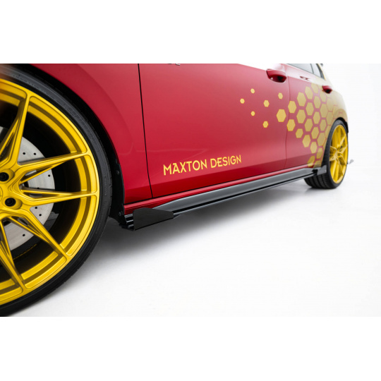 Maxton Design "Racing durability" difuzory pod boční prahy s křidélky pro Volkswagen Golf GTI Mk8 Facelift, plast ABS bez povrchové úpravy, Clubsport, s červenou linkou