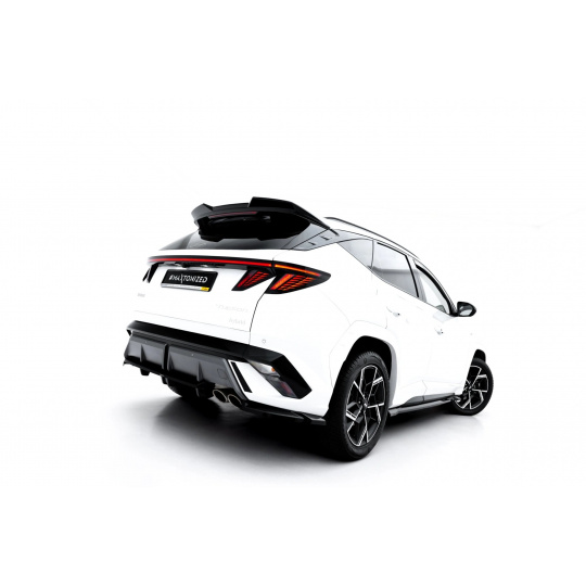 Maxton Design spoiler pod zadní nárazník s žebrováním pro Hyundai Tucson N-Line Mk4, černý lesklý plast ABS