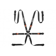 Závodní 6bodový pás Sparco Competition H-2 PD, homologace FIA, barva: černá