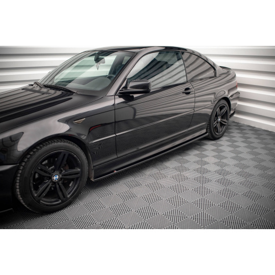 Maxton Design difuzory pod boční prahy ver.2 pro BMW řada 3 E46, černý lesklý plast ABS, Coupe M-Pack