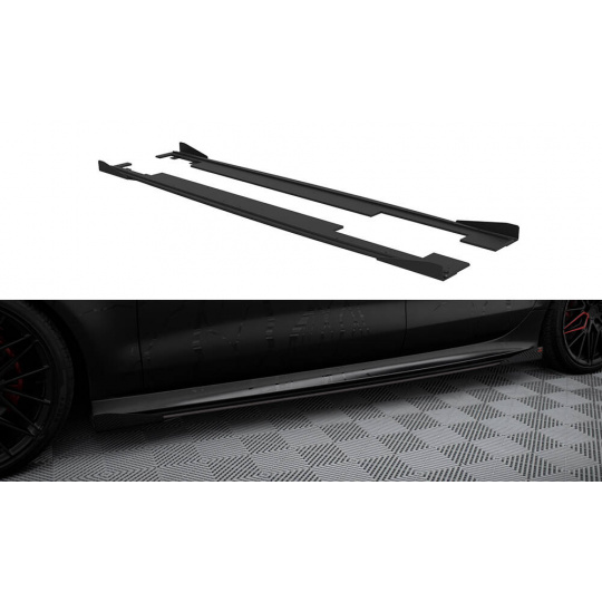 Maxton Design "Street Pro" difuzory pod boční prahy s křidélky pro Audi A7 C7, plast ABS bez povrchové úpravy, pro S-Line, RS7-Look