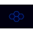 Kompletní LED hexagonové svítidlo modré, rozměr: 4 elementy 241 x 168 cm