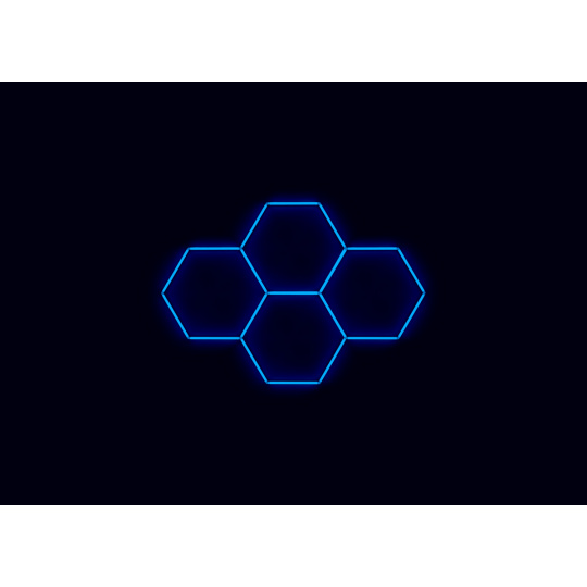 Kompletní LED hexagonové svítidlo modré, rozměr: 4 elementy 241 x 168 cm