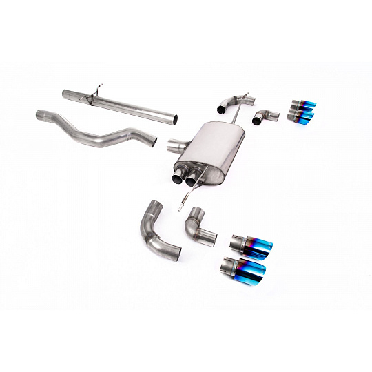 Milltek Sport výfukový systém OPF/GPF Back bez rezonátoru (hlasitější) pro Land rover Defender 110 2.0 I4 P300/P400e (s OPF/GPF a bez OPF/GPF) 2020-2024, GT-90 titanově modré koncovky