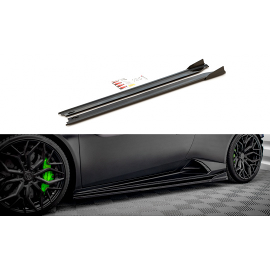 Maxton Design difuzory pod boční prahy pro Lamborghini Huracan EVO, černý lesklý plast ABS