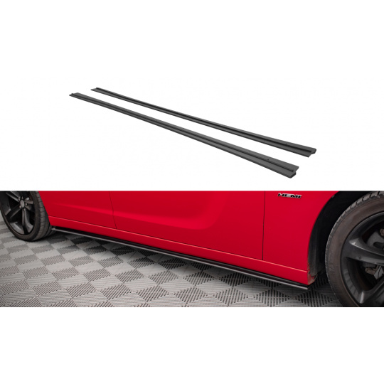 Maxton Design "Street Pro" difuzory pod boční prahy pro Dodge Charger Mk7 Facelift RT, plast ABS bez povrchové úpravy, s červenou linkou
