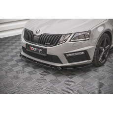 Maxton Design spoiler pod přední nárazník ver.2 pro Škoda Octavia RS Facelift Mk3, černý lesklý plast ABS