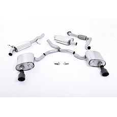 Milltek Sport homologovaný výfuk cat-back s rezonátorem (tišší) pro Audi A4 2.0 TFSI B9 Quattro Sedan/Avant (bez OPF/GPF Models, Without Brace Bars) 2016-2024, typ koncovek: GT-100 černé