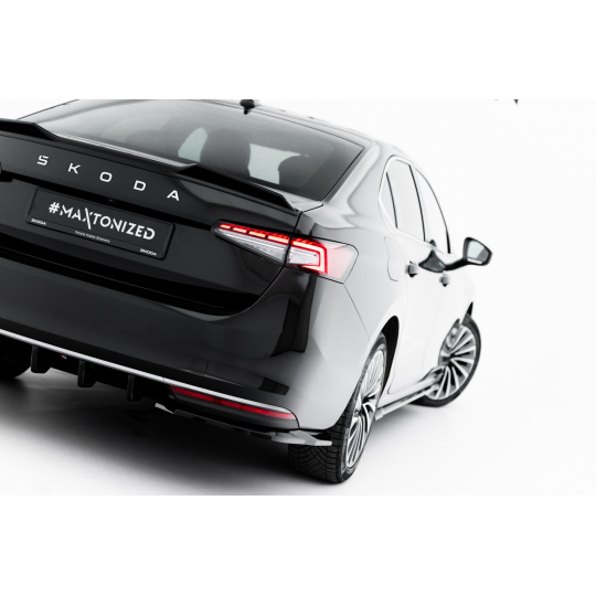 Maxton Design difuzory pod zadní nárazník ver.1 pro Škoda Superb Mk4, černý lesklý plast ABS