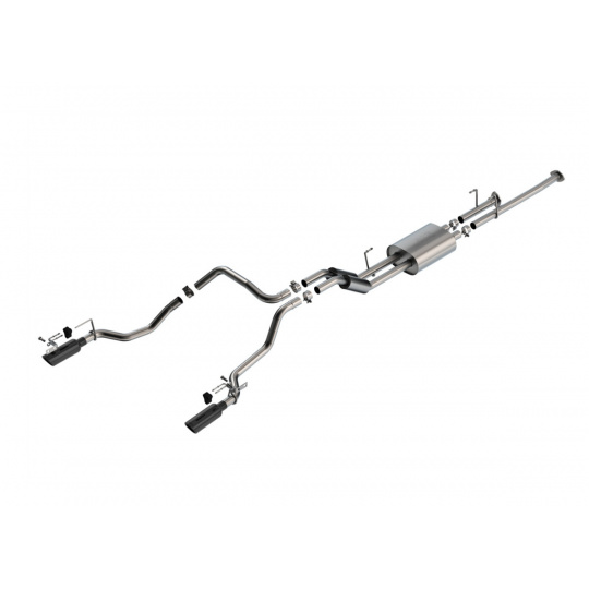 Borla Cat-Back výfukový systém "S-Type" pro Toyota Tundra 4.6L / 5.7L V8 automat, 2WD/4WD r.v. 2014-2021, barva koncovek: černá