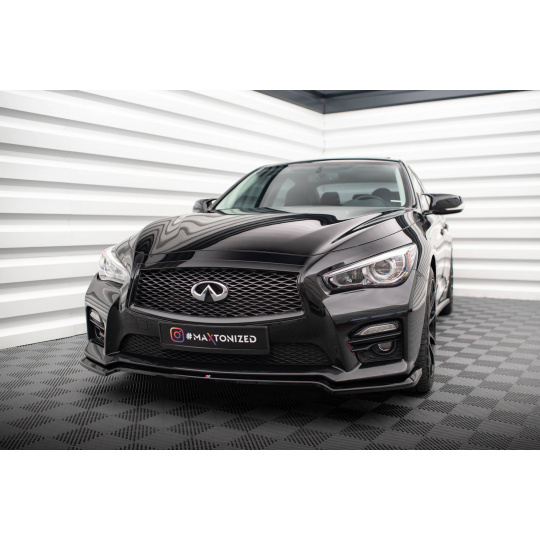 Maxton Design spoiler pod přední nárazník pro Infiniti Q50 S Mk1, černý lesklý plast ABS