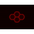 Kompletní LED hexagonové svítidlo červené, rozměr: 4 elementy 241 x 168 cm