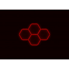 Kompletní LED hexagonové svítidlo červené, rozměr: 4 elementy 241 x 168 cm
