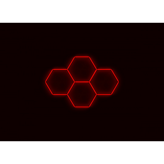Kompletní LED hexagonové svítidlo červené, rozměr: 4 elementy 241 x 168 cm