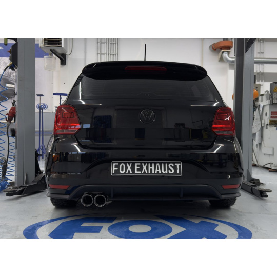 Fox Sportauspuff koncový tlumič výfuku s koncovkou 2x90 Typ 25 pro Volkswagen Polo 6R 2009- s motorem 1.0, 1.2, 1.2 TDI, 1.4, 1.6 TDI