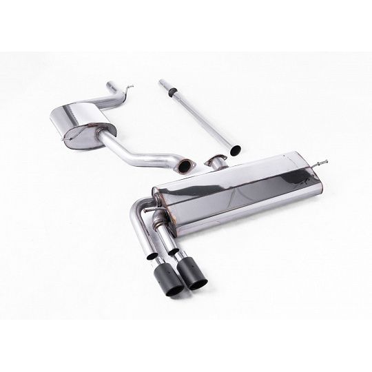 Milltek Sport homologovaný výfuk cat-back s rezonátorem GTD Twin Outlet Style pro Volkswagen Golf Mk7.5 1.5TSI Evo GT, R-Line (s i bez GPF/OPF) 2017-2021, typ koncovek: JET-80 karbonové