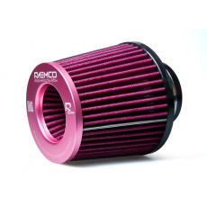 Raemco univerzální vzduchový filtr o délce 130 mm se vstupem 77 mm s možností redukce na 70 nebo 63 mm, barva růžová