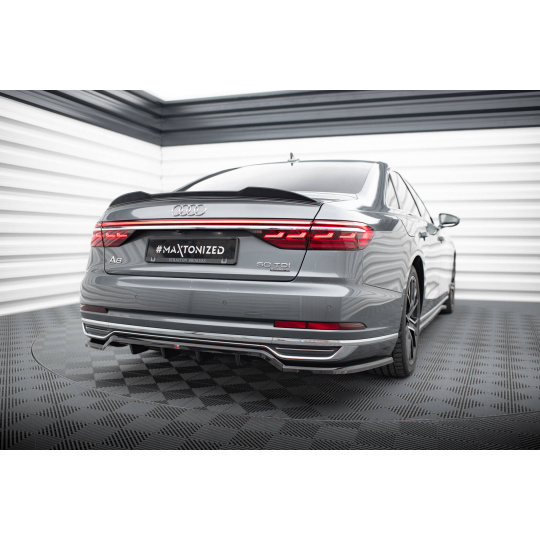 Maxton Design středový spoiler pod zadní nárazník s žebrováním pro Audi A8 D5, černý lesklý plast ABS
