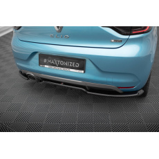 Maxton Design středový spoiler pod zadní nárazník s žebrováním pro Renault Clio Mk5 R.S. Line, černý lesklý plast ABS