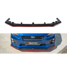 Maxton Design spoiler pod přední nárazník ver.3 pro Subaru Impreza Mk4, černý lesklý plast ABS s červenou linkou