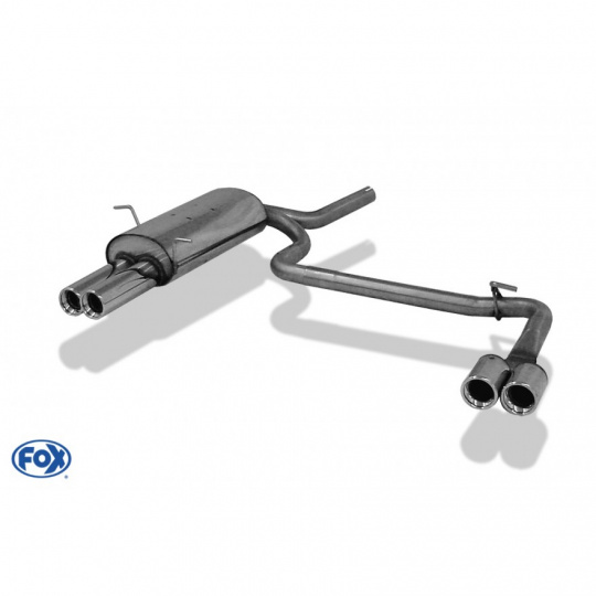 Fox Sportauspuff koncový tlumič výfuku s koncovkou 2x76 Typ 13 na obou stranách pro BMW řada 3 E46 s motorem 1.6, 1.8, 1.9