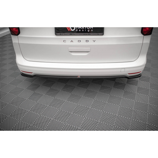 Maxton Design středový spoiler pod zadní nárazník pro Volkswagen Caddy Mk5, černý lesklý plast ABS