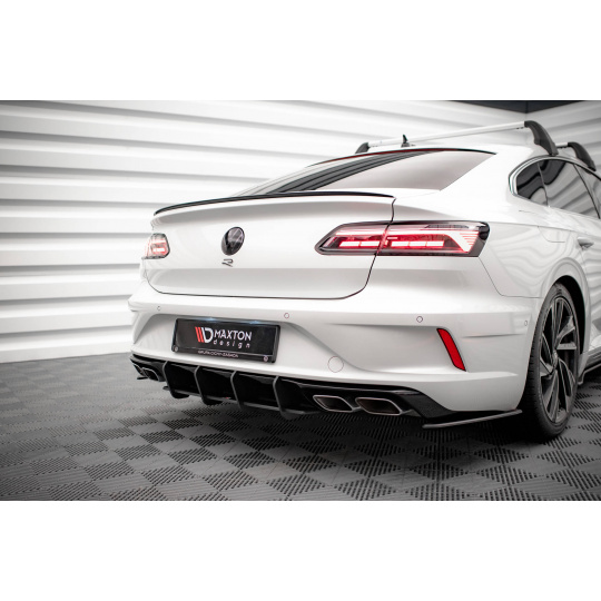Maxton Design "Street Pro" difuzor zadního nárazníku pro Volkswagen Arteon R, plast ABS bez povrchové úpravy, s červenou linkou