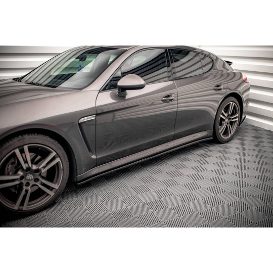Maxton Design difuzory pod boční prahy ver.2 pro Porsche Panamera 970 Diesel, 970 Standard, 970 Turbo, černý lesklý plast ABS