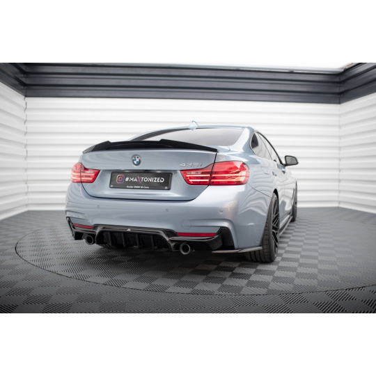 Maxton Design vložka zadního nárazníku pro BMW řada 4 F32, F33, F36, černý lesklý plast ABS, M-Pack, s koncovkou na obou stranách