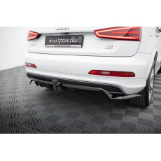 Maxton Design spoiler pod zadní nárazník s žebrováním pro Audi Q3 8U, černý lesklý plast ABS, S-Line