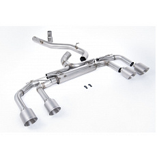 Milltek Sport výfukový systém cat-back 80mm / 3.15" System - Race bez klapek (nejhlasitější) pro Volkswagen Golf Mk8 R 2.0 TSI 320PS (bez GPF / NA modely) 2022-2024, typ koncovek: GT-115 titanové