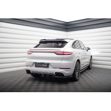 Maxton Design středový spoiler pod zadní nárazník s žebrováním pro Porsche Cayenne Mk3 Coupe, černý lesklý plast ABS