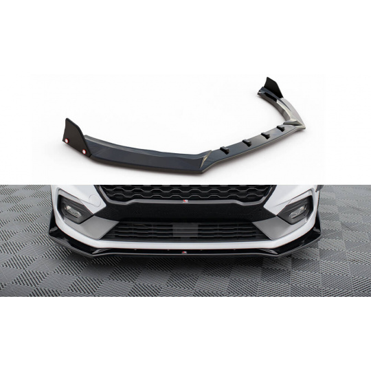 Maxton Design spoiler pod přední nárazník s křidélky ver.4 pro Ford Fiesta ST-Line Mk8, černý lesklý plast ABS