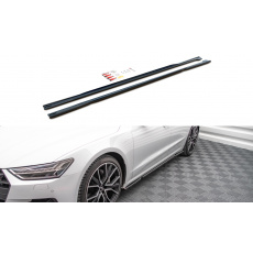 Maxton Design difuzory pod boční prahy pro Audi A7 C8, černý lesklý plast ABS