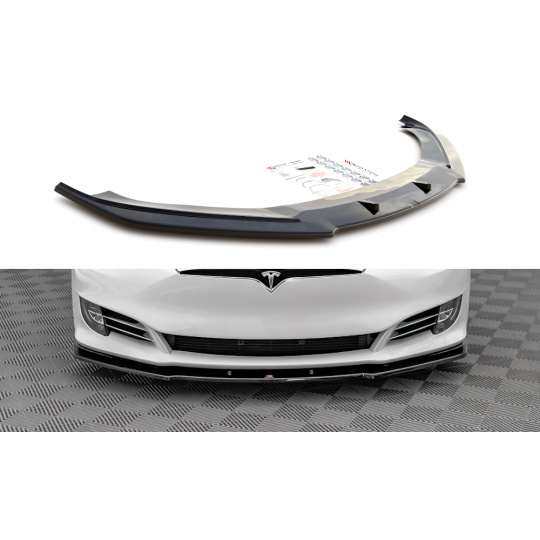 Maxton Design spoiler pod přední nárazník ver.1 pro Tesla Model S, černý lesklý plast ABS