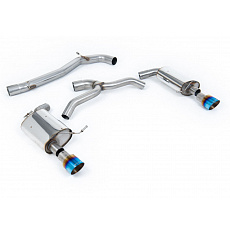 Milltek Sport výfukový systém cat-back bez rezonátoru (hlasitější) pro Volkswagen Golf Mk7 2.0TFSI Alltrack / Estate / Station Wagon / Combi 4-Motion 2016-2021, typ koncovek: GT-100 titanové modré